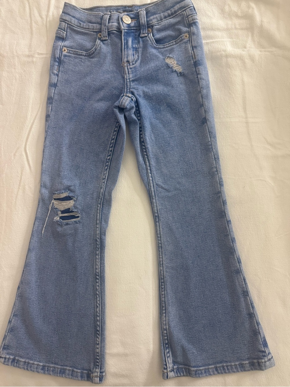 Light Blue girl Flared Ripped Jeans